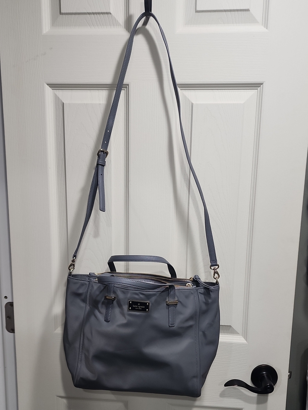 kate spade gray crossbody nylon tote with top handle